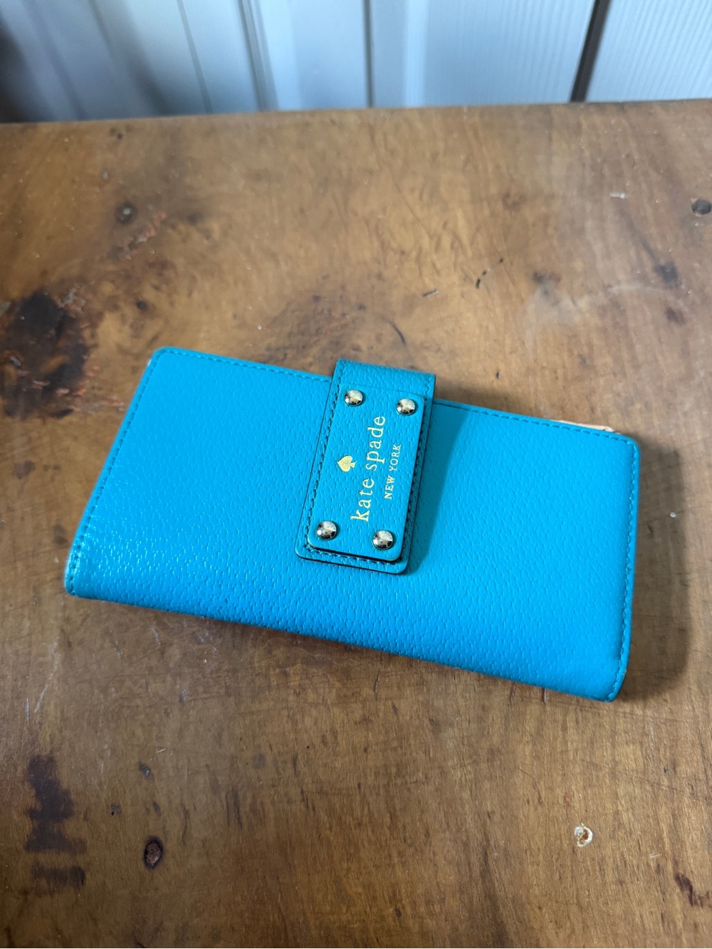 kate spade turquoise pebble leather snap continental wallet